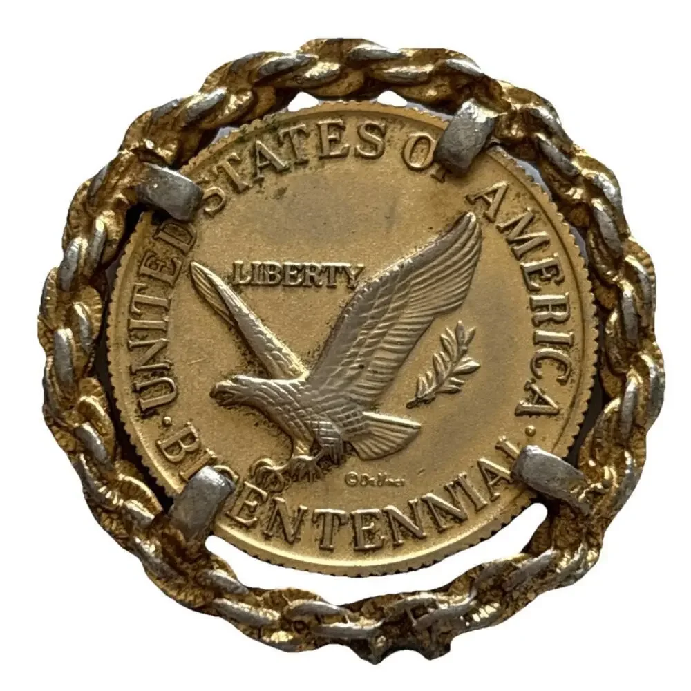 Spirit of '76 Bicentennial Silver Medal Pendant Da Vinci Eagle & Minutemen